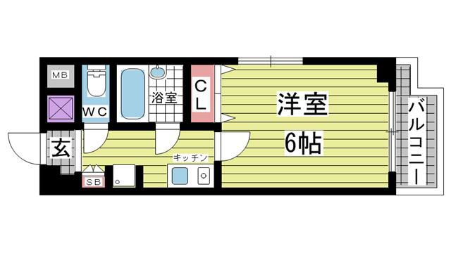 神戸市須磨区行平町（ＪＲ山陽本線鷹取駅）のマンション賃貸物件 間取画像