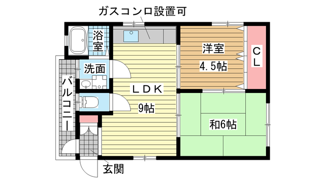 神戸市長田区野田町（ＪＲ山陽本線鷹取駅）のマンション賃貸物件 間取画像