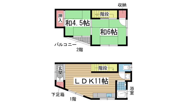 神戸市須磨区明神町（山陽電鉄線板宿駅）の貸家賃貸物件 間取画像