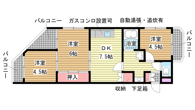 神戸市兵庫区御崎町（神戸市営地下鉄海岸線御崎公園駅）のマンション賃貸物件 間取画像