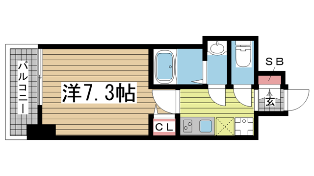神戸市中央区日暮通（阪急神戸線春日野道駅）のマンション賃貸物件 間取画像