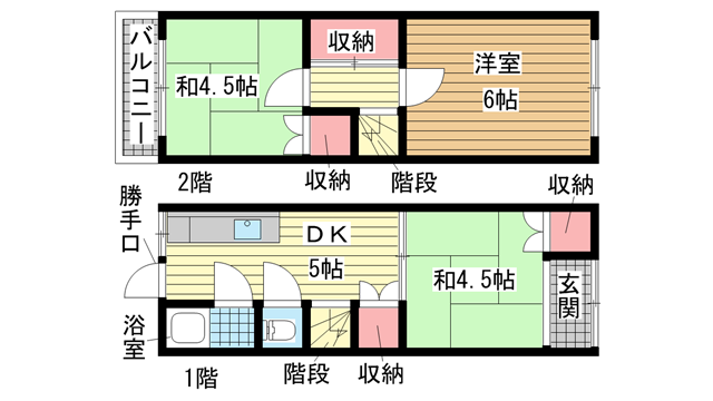 神戸市長田区西山町（神戸市営地下鉄線板宿駅）の貸家賃貸物件 間取画像