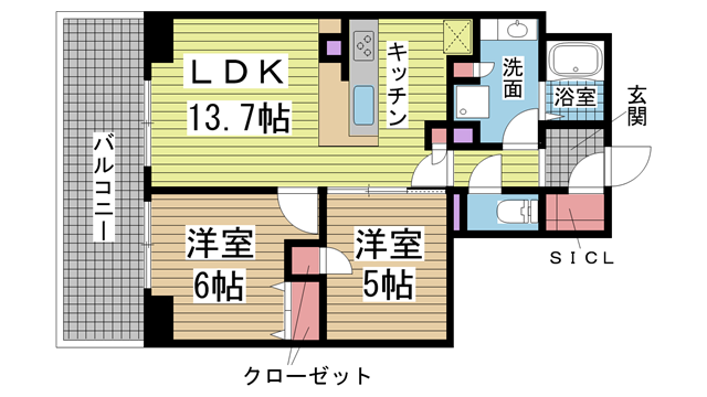 神戸市中央区元町通（ＪＲ東海道本線（近畿）神戸駅）のマンション賃貸物件 間取画像
