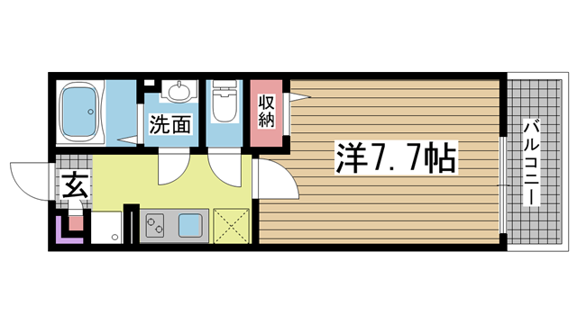 神戸市中央区旗塚通(阪急神戸線春日野道駅)のマンション賃貸物件 間取画像