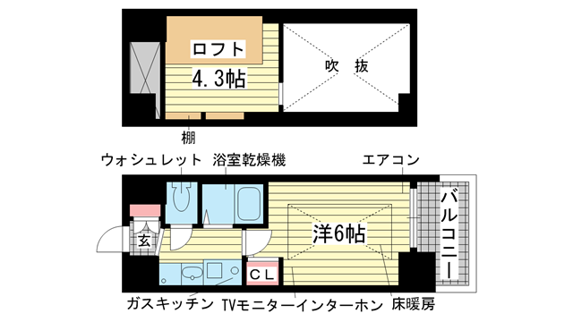 神戸市中央区琴ノ緒町(JR東海道本線(近畿)三ノ宮駅)のマンション賃貸物件 間取画像