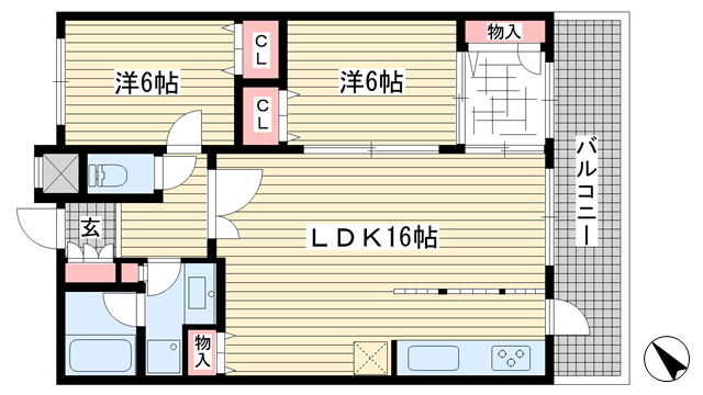 神戸市中央区加納町(神戸市営地下鉄線新神戸駅)のマンション賃貸物件 間取画像