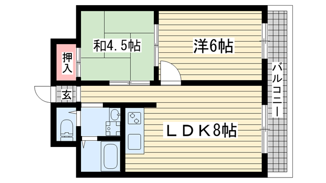 神戸市中央区下山手通(神戸高速線花隈駅)のマンション賃貸物件 間取画像
