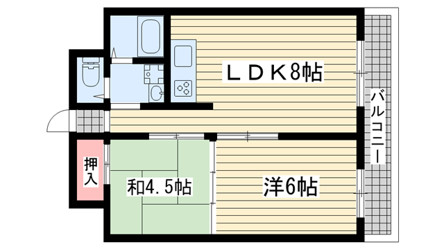 神戸市中央区下山手通(神戸高速線花隈駅)のマンション賃貸物件 間取画像