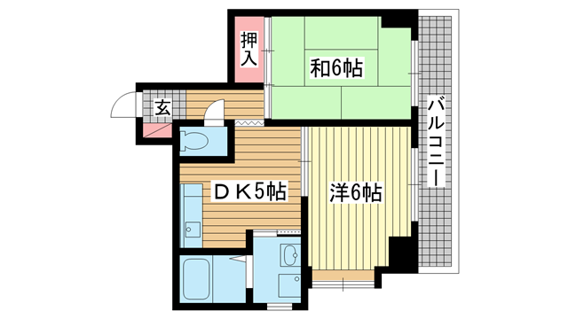 神戸市中央区下山手通(神戸高速線花隈駅)のマンション賃貸物件 間取画像