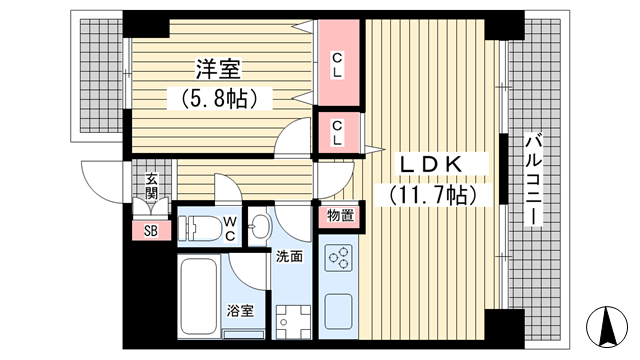 神戸市兵庫区笠松通(JR和田岬線和田岬駅)のマンション賃貸物件 間取画像