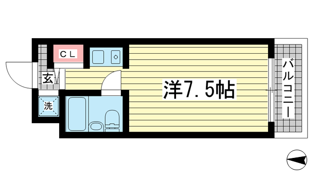 神戸市中央区山本通(神戸市営地下鉄線県庁前駅)のマンション賃貸物件 間取画像