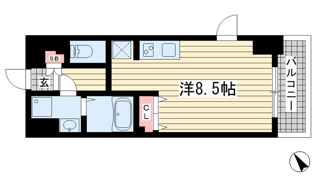 神戸市中央区生田町(神戸市営地下鉄線新神戸駅)のマンション賃貸物件 間取画像
