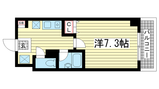 神戸市中央区琴ノ緒町(JR東海道本線(近畿)三ノ宮駅)のマンション賃貸物件 間取画像
