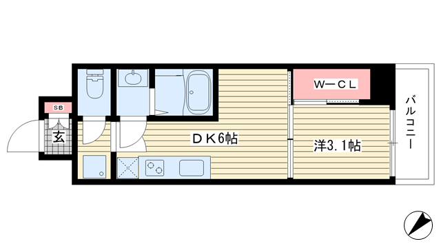 神戸市中央区下山手通(神戸高速線花隈駅)のマンション賃貸物件 間取画像