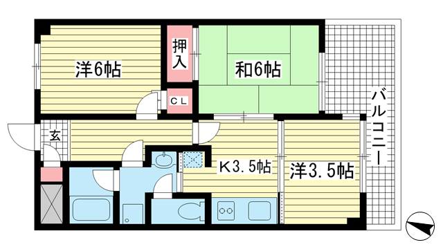 神戸市兵庫区駅前通(JR山陽本線兵庫駅)のマンション賃貸物件 間取画像